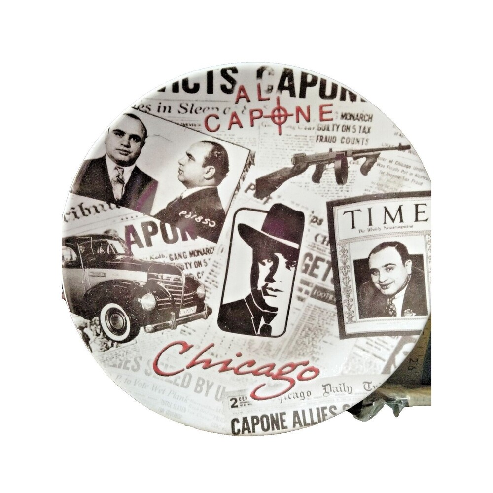Al Capone CHICAGO Collector Plate Series Souvenir Ceramic 7” Machine Gun Crime